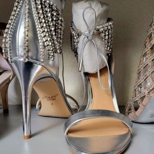 Jeweled wrap heels